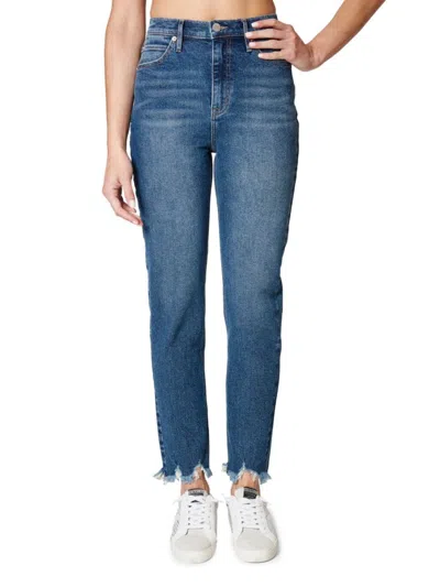 Nicole Miller Babies' Women's High Rise Faded Slim Fit Jeans In Dark Blue