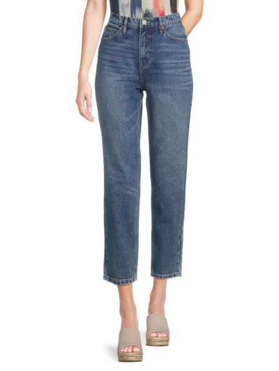 Nicole Miller Babies' Women's High Rise Tapered Leg Jeans In Dark Blue