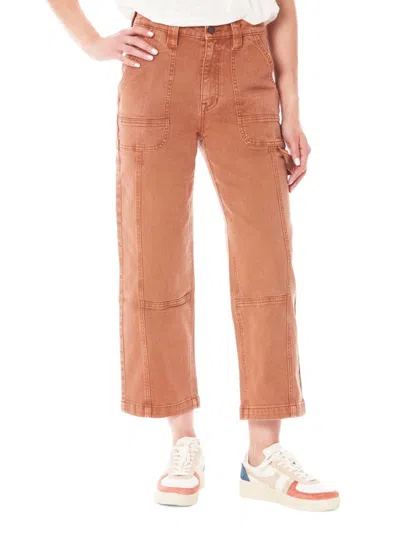 Nicole Miller Babies' Women's High Rise Wide Leg Ankle Cargo Jeans In Cinnamon