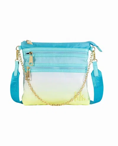 Nicole Miller Women's Nylon Flat Crossbody Bag In Blue Yellow Ombre