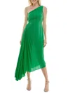 Nicole Miller Women's One-shoulder Pleated Dress With Side Keyhole In Lilypad