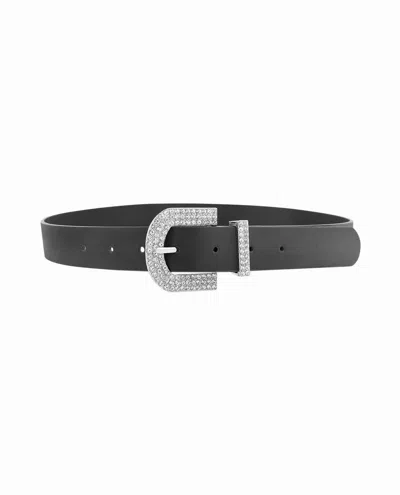 Nicole Miller Women's Pave Bling Buckle Belt In Black