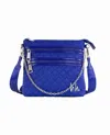 Nicole Miller Women's Quilted Nylon Flat Crossbody Bag In Spectrum Blue