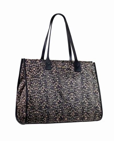 Nicole Miller Women's Quilted Tote Bag In Leopard Black In Beige