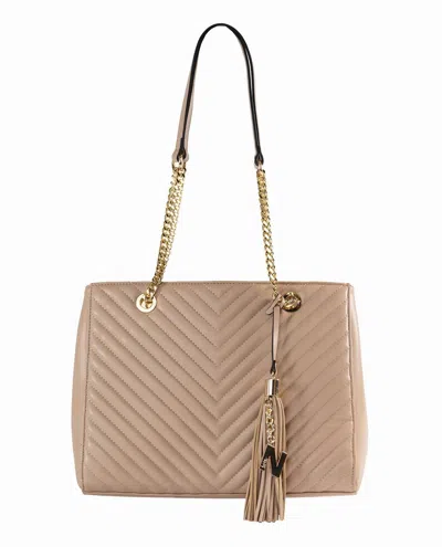 Nicole Miller Women's Quilted Tote In Nude In Multi