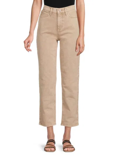 Nicole Miller Women's Slim Straight Cropped Jeans In Sand
