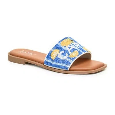 Nicole Miller Womens Destin Flat Sandals In Blue