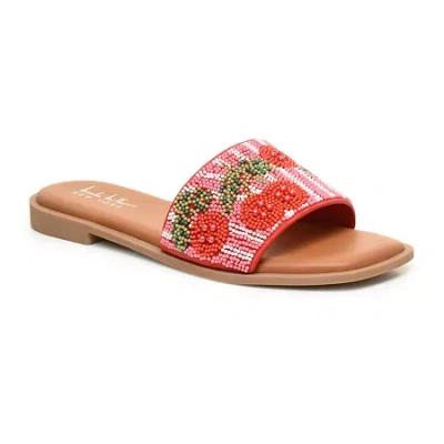 Nicole Miller Womens Destin Flat Sandals In Red