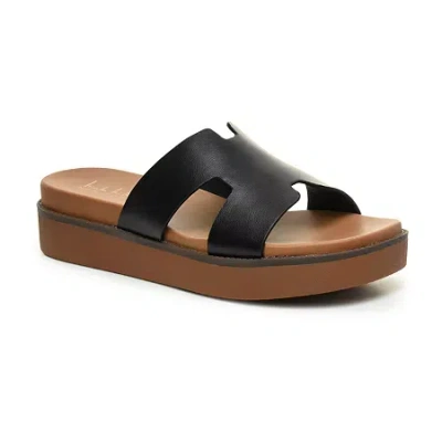 Nicole Miller Womens Footbed Sandals In Black