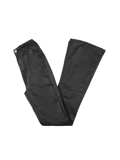 Nicole Miller Womens High-rise Dark Wash Flared Pants In Black