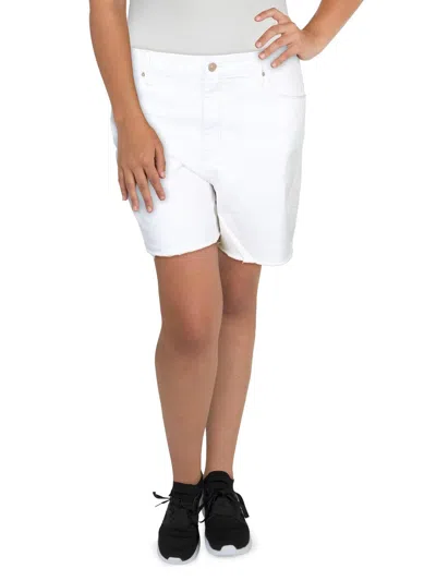 Nicole Miller Womens High Rise Short Denim Shorts In White