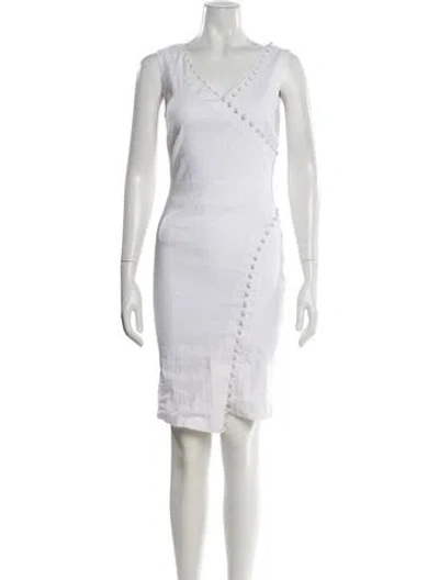 Pre-owned Nicole Miller Wool Knee-length Dress W/ Tags In Neutral