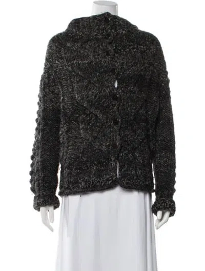 Pre-owned Nicole Miller Wool Tweed Pattern Faux Fur Jacket In Gray