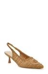 Nicole Miller Woven Raffia Slingback Pump In Tan Raffia