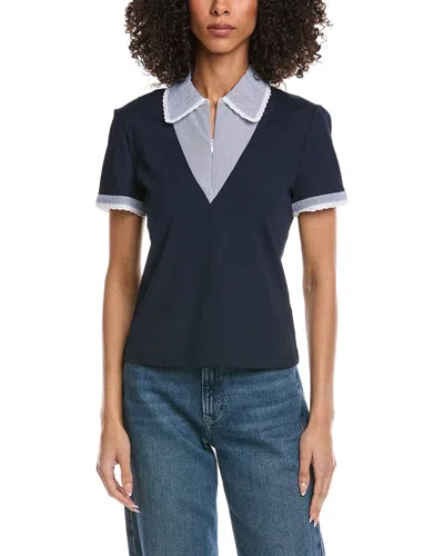 Nicole Miller Woven Top In Blue