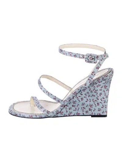 Pre-owned Nicole Saldaña Floral Print Sandals In Blue