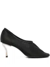 Nicole Saldaña Harper Sculpted-heel Mesh Pumps In Black
