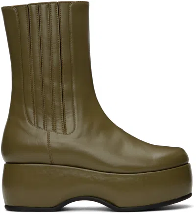 Nicole Saldaña Khaki Mia Boots In 25166831 Green