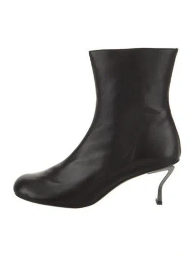 Pre-owned Nicole Saldaña Leather Animal Print Boots In Black