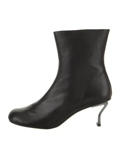 Pre-owned Nicole Saldaña Leather Animal Print Boots In Black