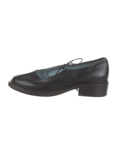 Pre-owned Nicole Saldaña Leather Mary Jane Flats In Black