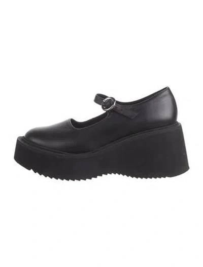 Pre-owned Nicole Saldaña Leather Mary Jane Flats In Black