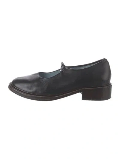 Pre-owned Nicole Saldaña Leather Mary Jane Flats In Black