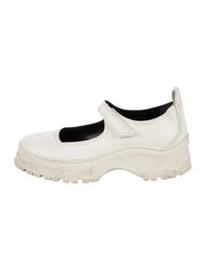 Pre-owned Nicole Saldaña Leather Mary Jane Flats In White