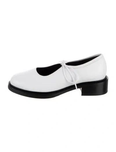 Pre-owned Nicole Saldaña Leather Mary Jane Flats In White