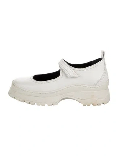 Pre-owned Nicole Saldaña Leather Mary Jane Flats In White