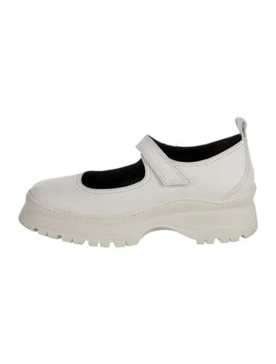 Pre-owned Nicole Saldaña Leather Mary Jane Flats In White