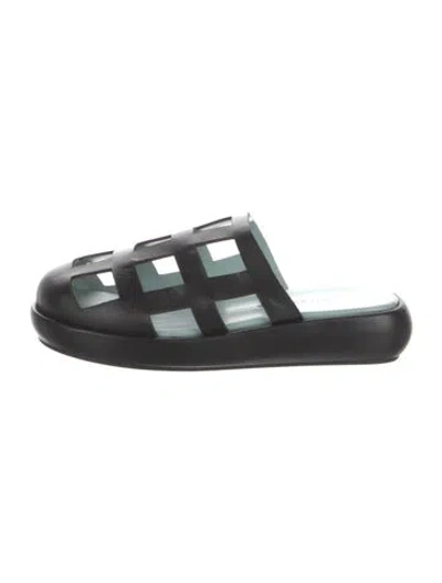Pre-owned Nicole Saldaña Leather Mules In Black