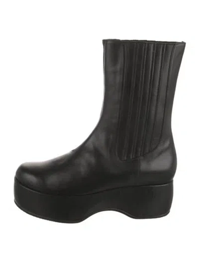 Pre-owned Nicole Saldaña Leather Rain Boots In Black