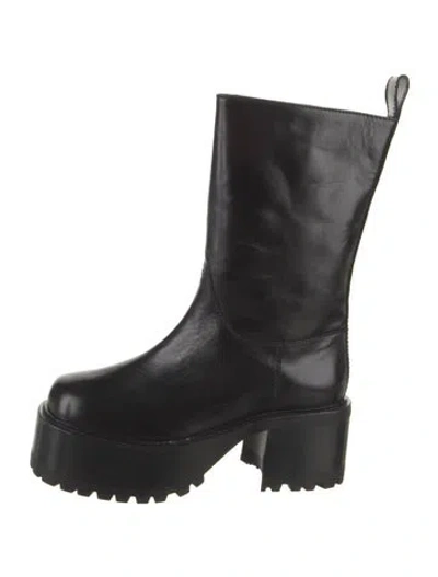 Pre-owned Nicole Saldaña Leather Rain Boots In Black