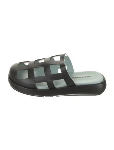 Pre-owned Nicole Saldaña Leather Slides In Black