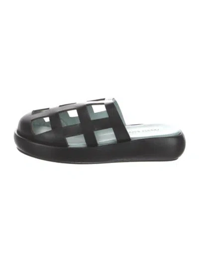 Pre-owned Nicole Saldaña Leather Slides In Black