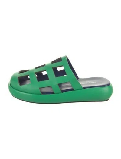 Pre-owned Nicole Saldaña Leather Slides In Green