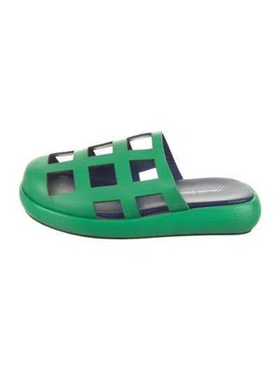 Pre-owned Nicole Saldaña Leather Slides In Green