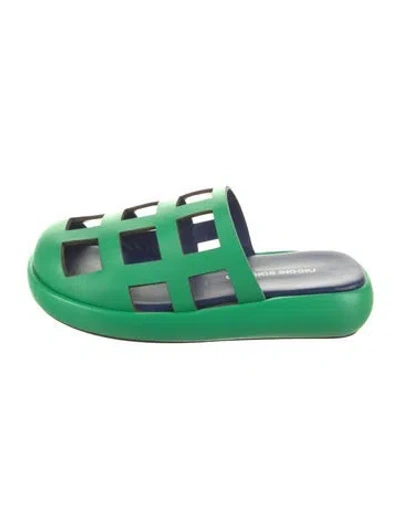 Pre-owned Nicole Saldaña Leather Slides In Green