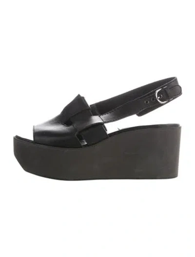 Pre-owned Nicole Saldaña Leather Slingback Sandals In Gray