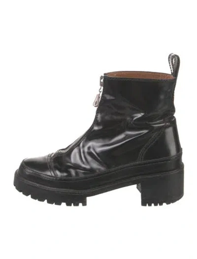 Pre-owned Nicole Saldaña Patent Leather Combat Boots In Black