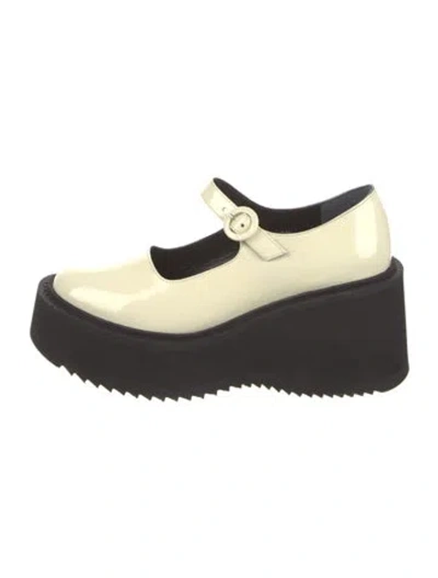 Pre-owned Nicole Saldaña Patent Leather Mules In Neutral