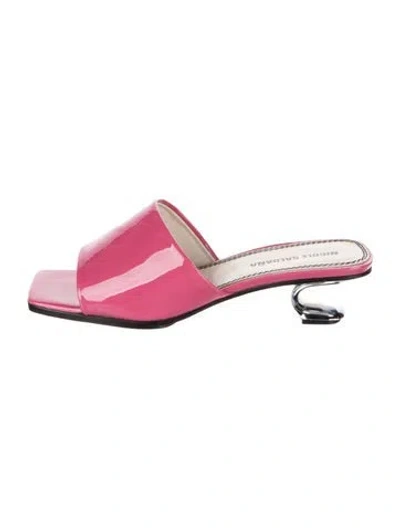 Pre-owned Nicole Saldaña Patent Leather Slides In Pink