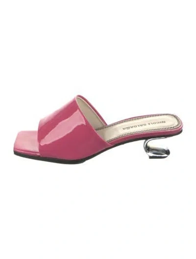 Pre-owned Nicole Saldaña Patent Leather Slides In Pink