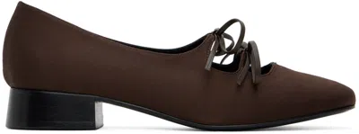 Nicole Saldaña Ssense Exclusive Brown Isabel Ballerina Flats In Brown Satin