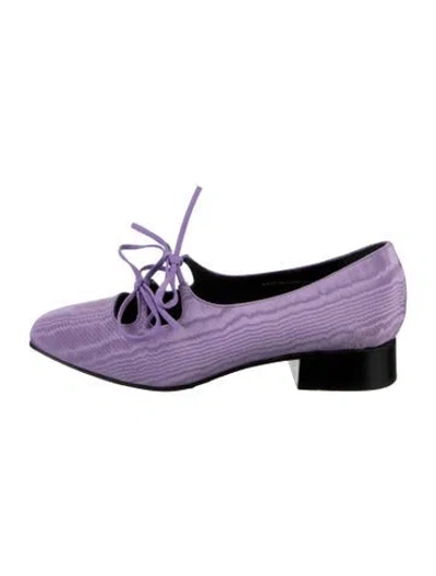 Pre-owned Nicole Saldaña Tweed Pattern Grosgrain Trim Flats In Purple
