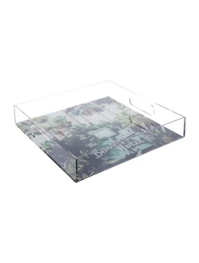 Pre-owned Nicole Sassaman Acrylic Beverly Hills Hotel Tray In Green