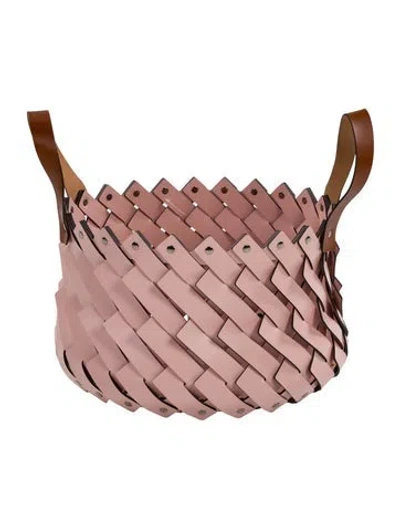 Pre-owned Nicole Sassaman Braided Leather Basket In Pink