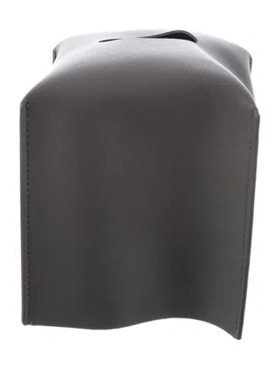 Pre-owned Nicole Sassaman Faux Leather Tissue Box Cover In Gray