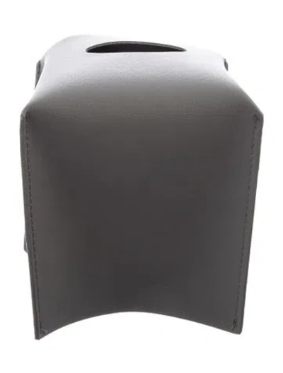 Pre-owned Nicole Sassaman Faux Leather Tissue Box Cover In Gray